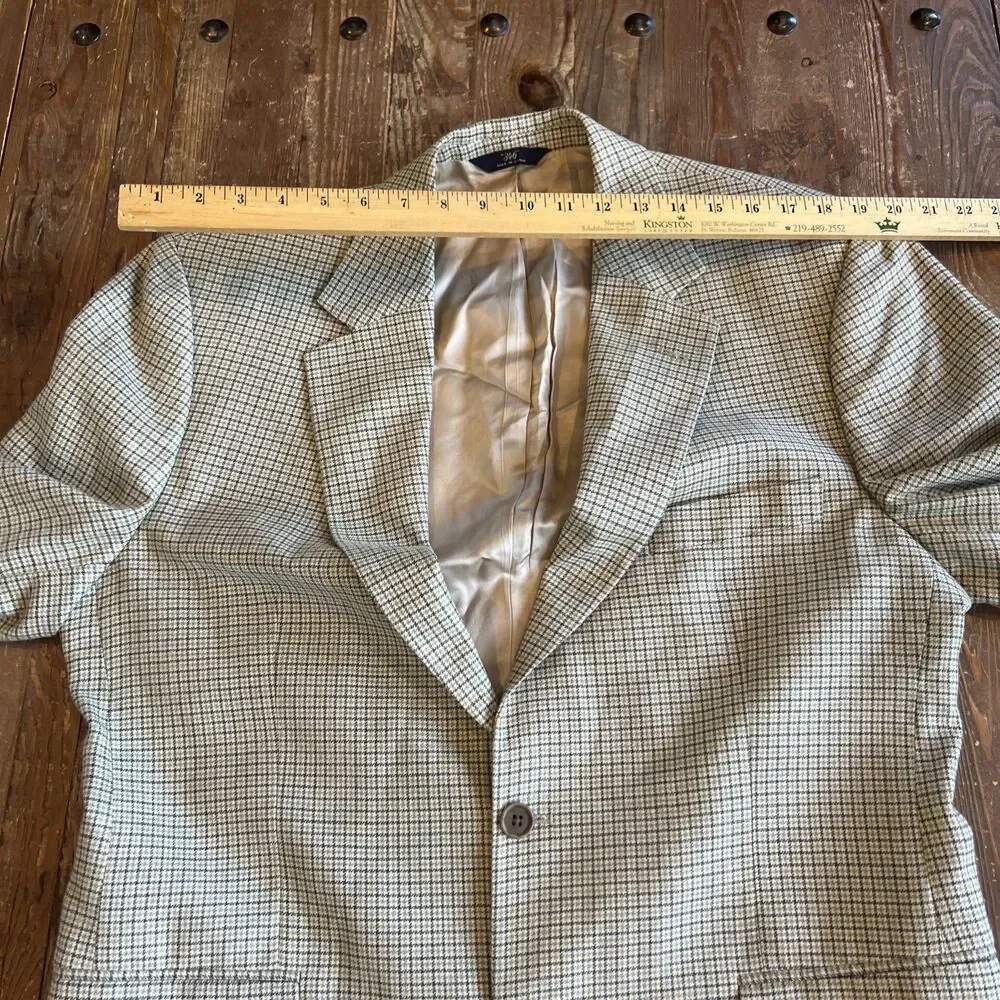 Brooks Brothers 346 Blazer Mens Size 42R Silk Linen Wool Sport Coat Tan Plaid